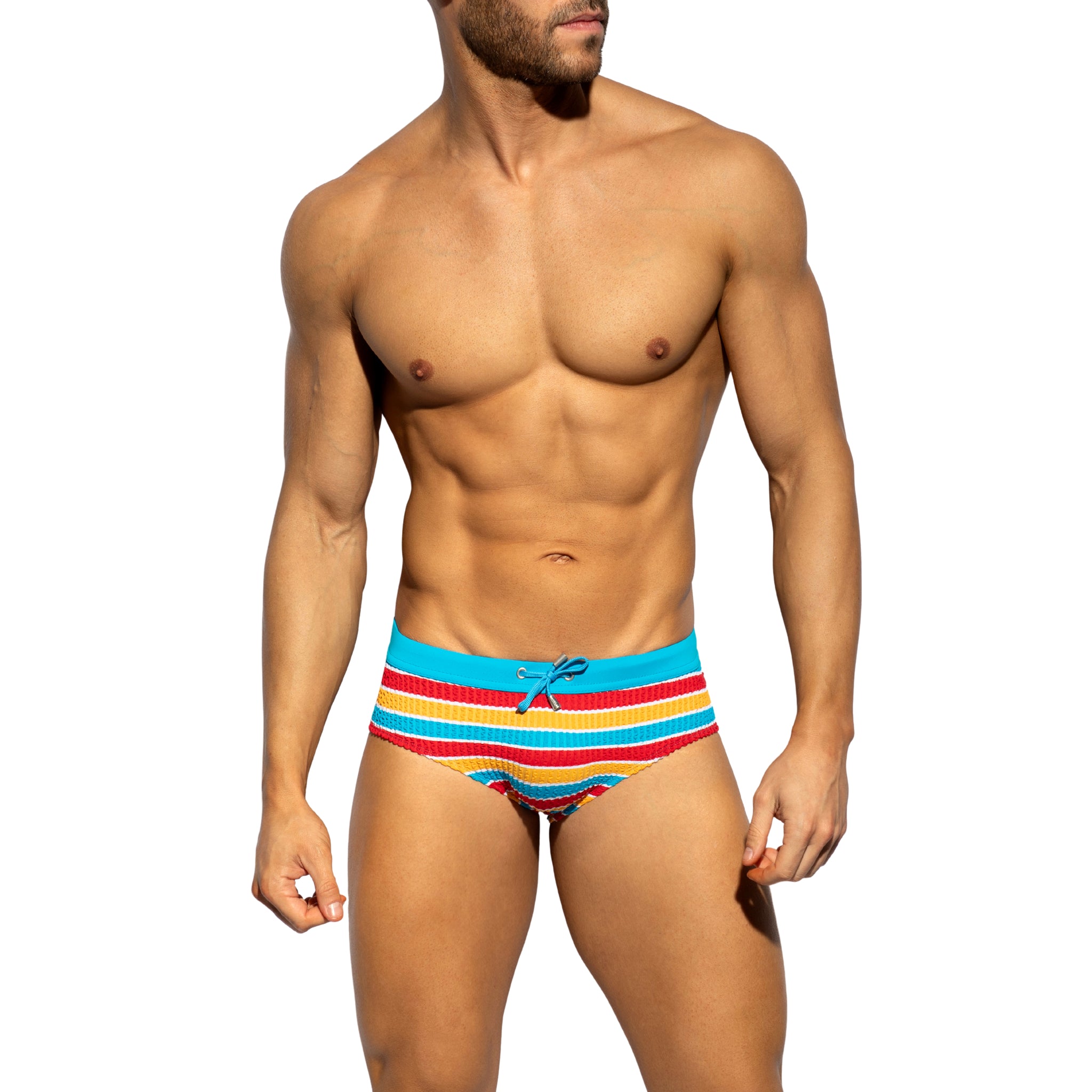 ES Collection 70's Stripes Swim Brief Turquoise 2612