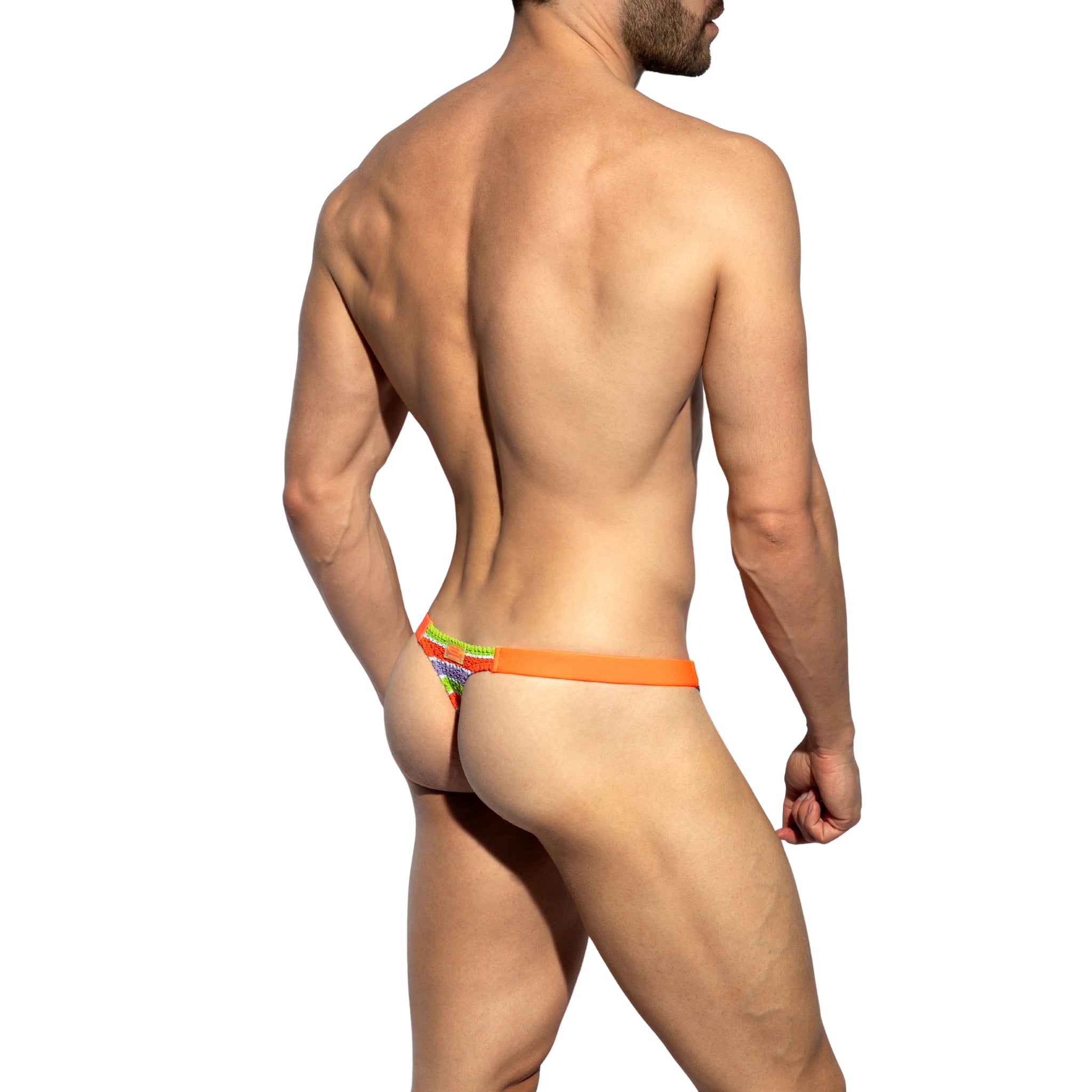 ES Collection 70's Stripes Swim Thong Neon Orange 2617