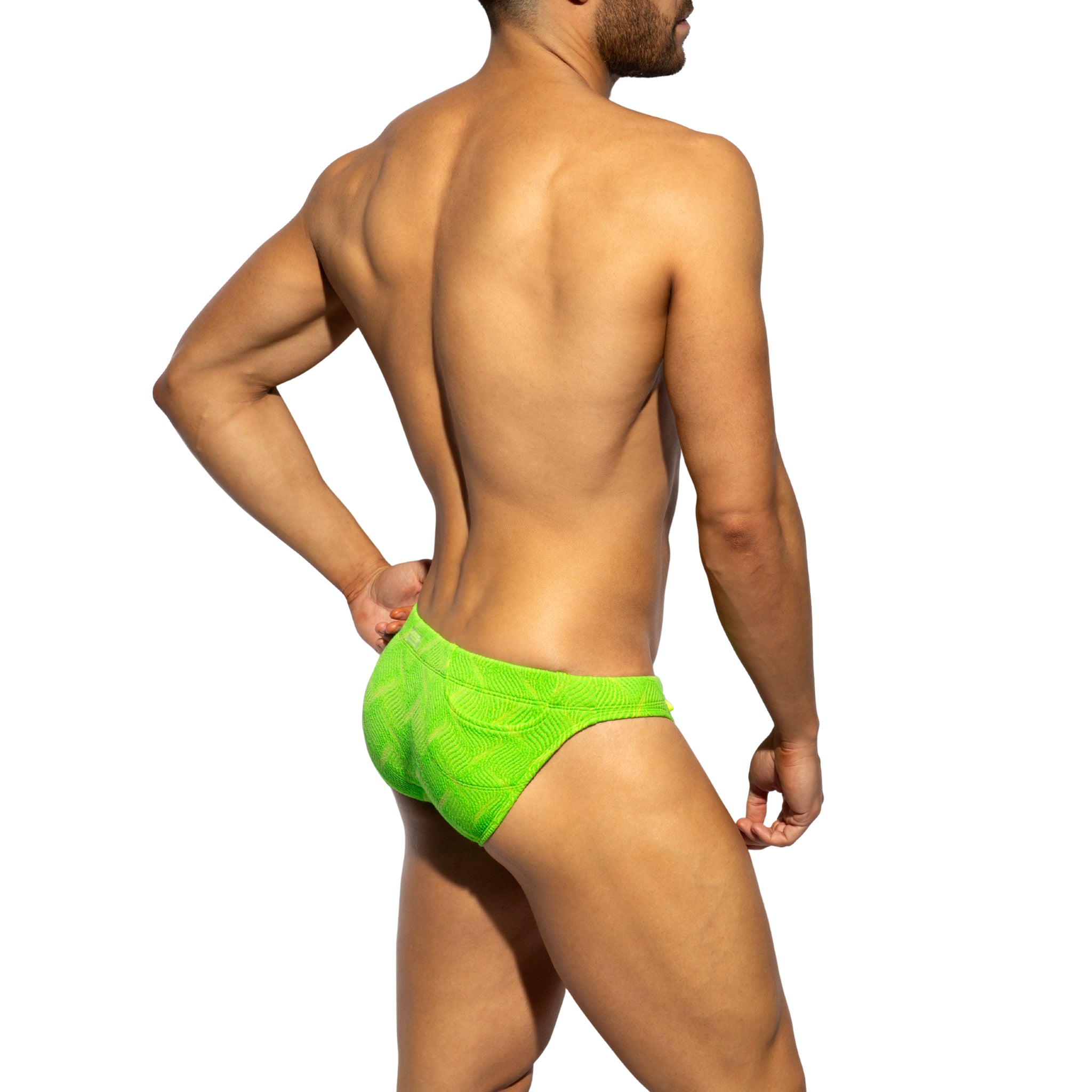 ES Collection Neon Wrinkled Swim Bikini Brief Neon Green 2613