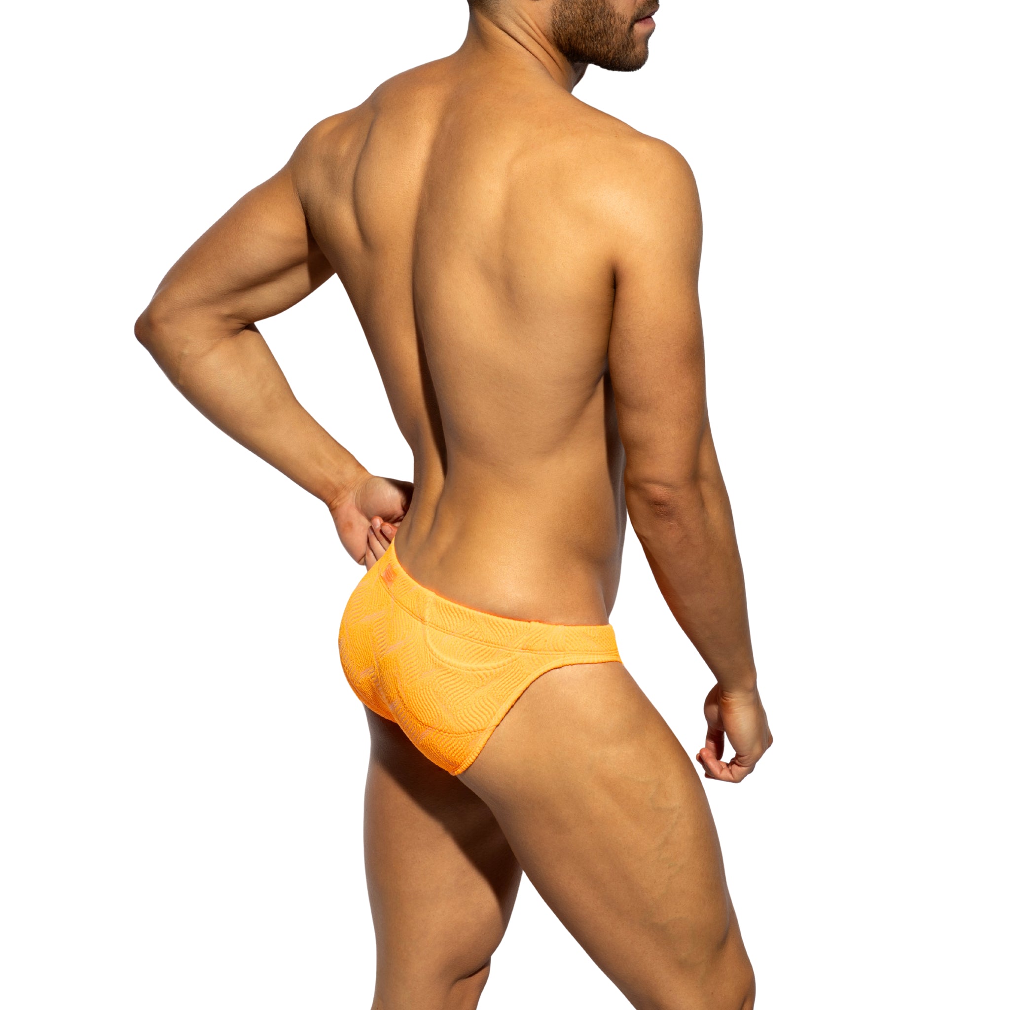 ES Collection Neon Wrinkled Swim Bikini Brief Neon Orange 2613