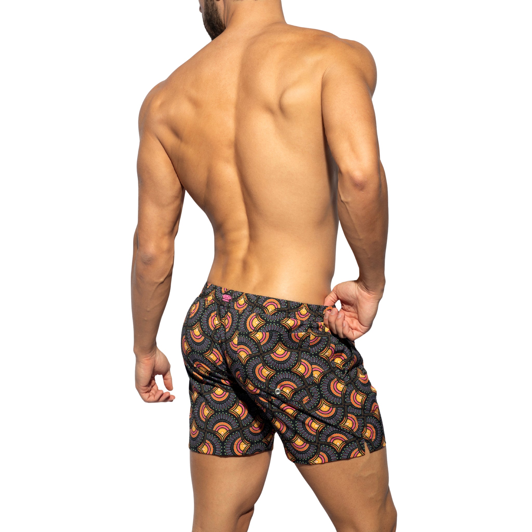 ES Collection Peacock Print Swim Shorts Black 2606