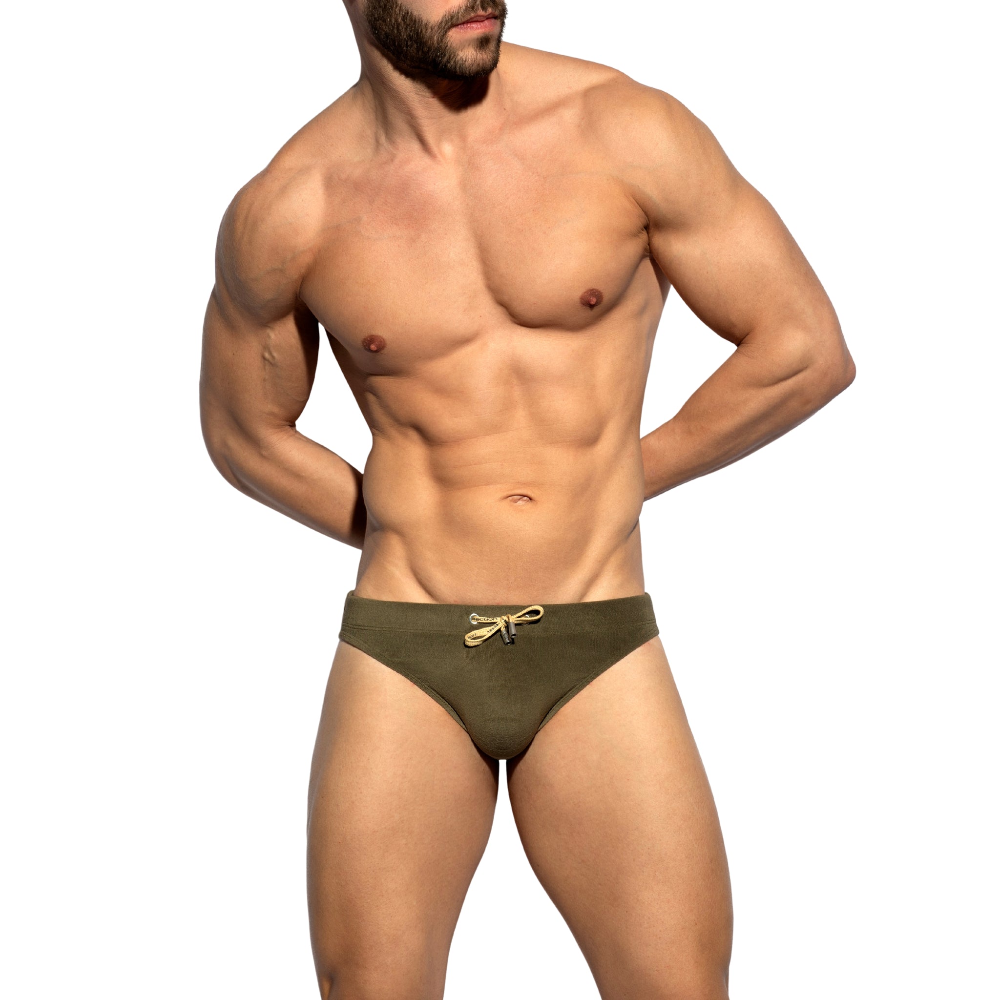 ES Collection Terrycloth Swim Bikini Brief Khaki 2615