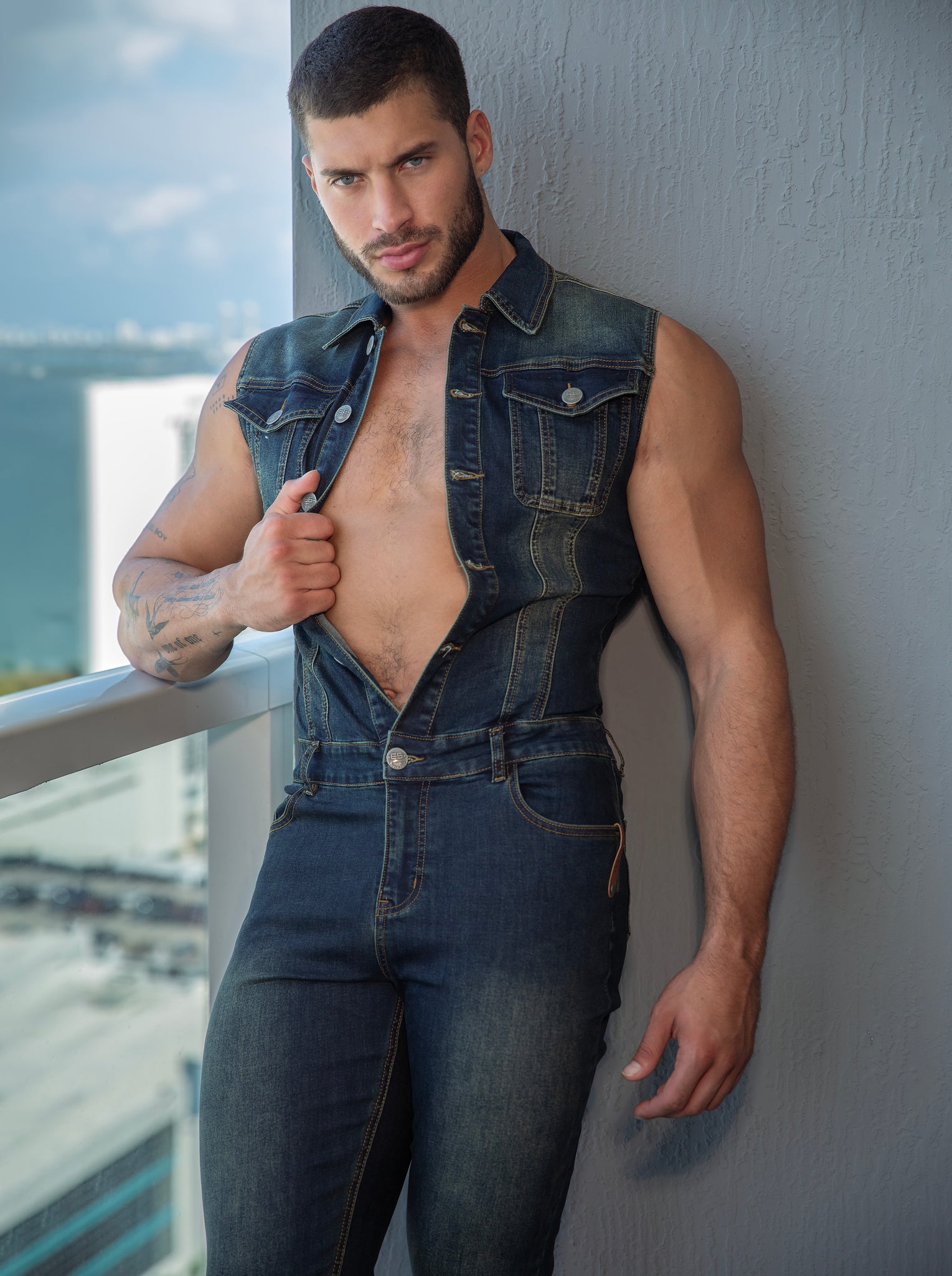 ES Collection Urban Denim Jumpsuit Pants Dark Jeans ESJ066