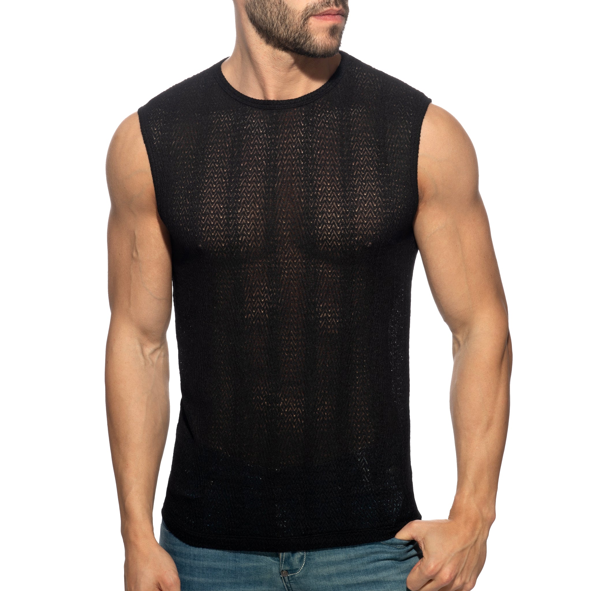 Addicted Chevron Tank Top Black AD1434