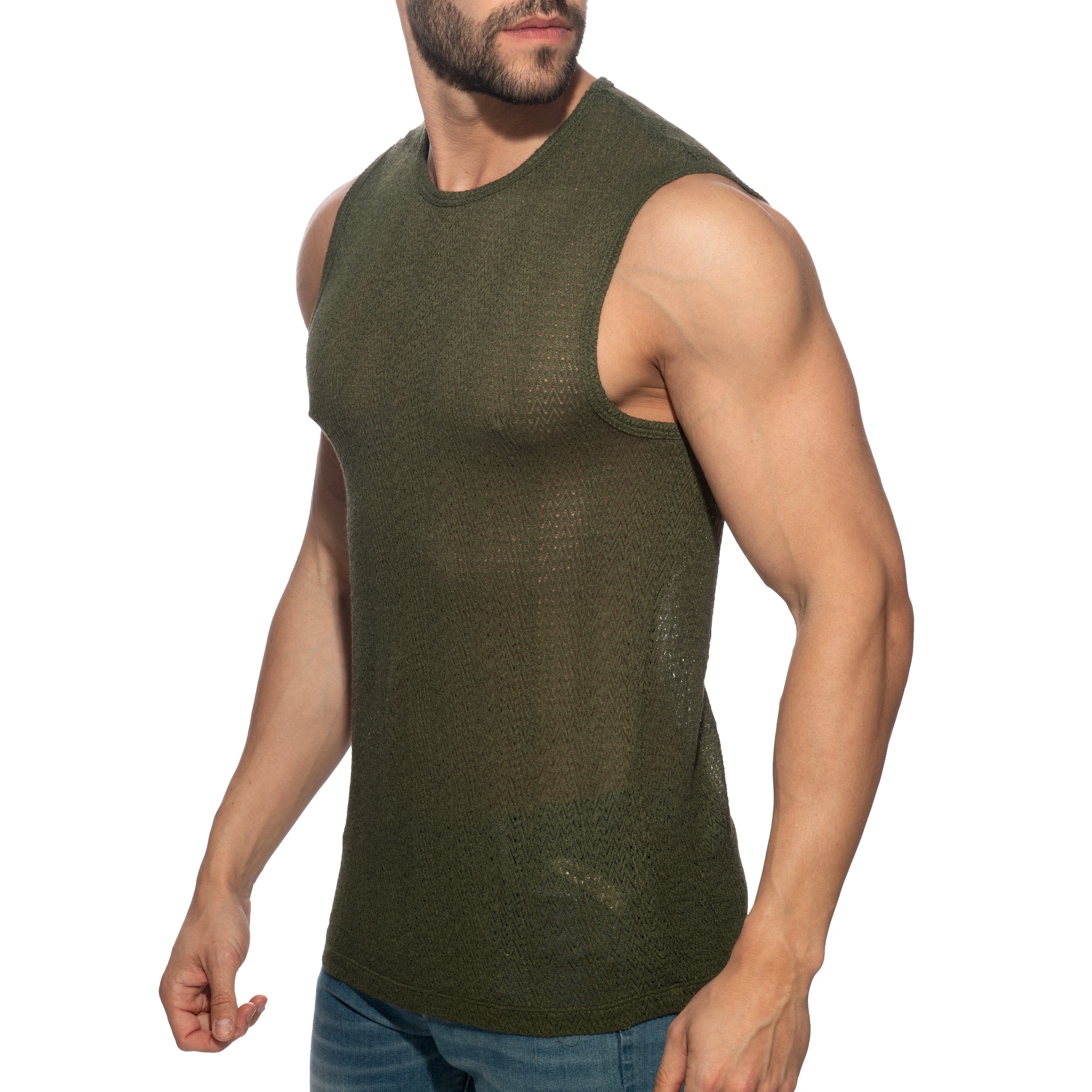 Addicted Chevron Tank Top Khaki AD1434