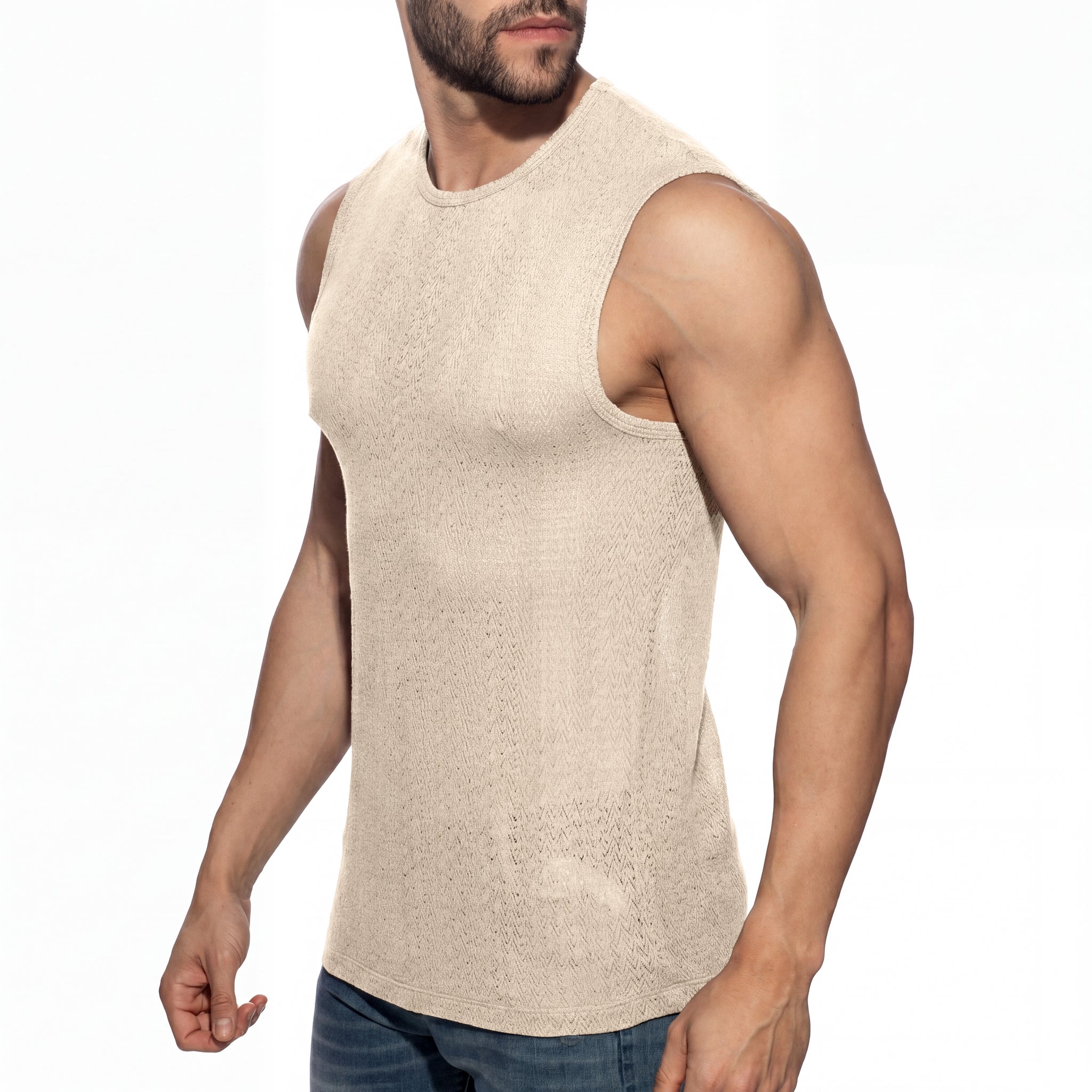 Addicted Chevron Tank Top Beige AD1434