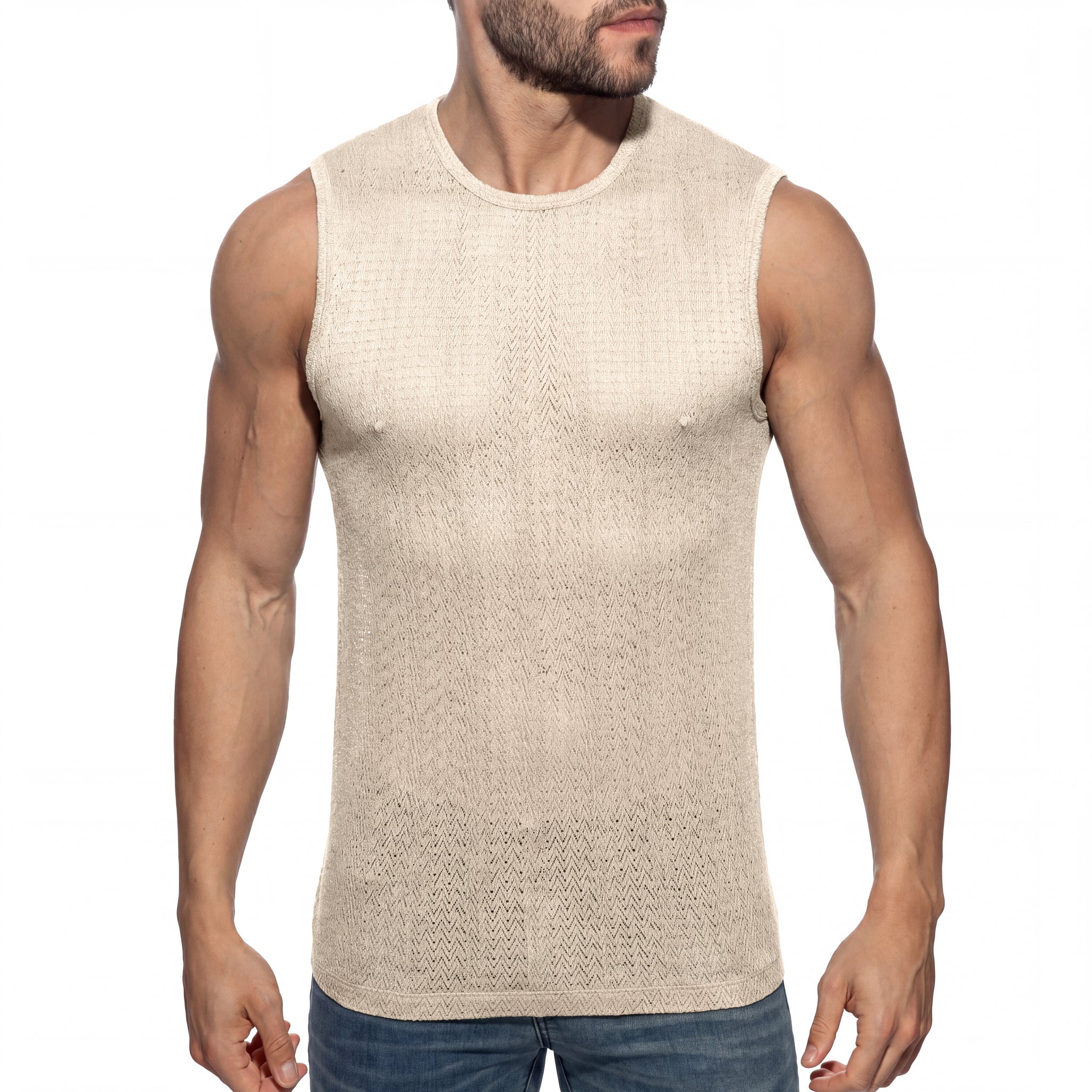 Addicted Chevron Tank Top Beige AD1434