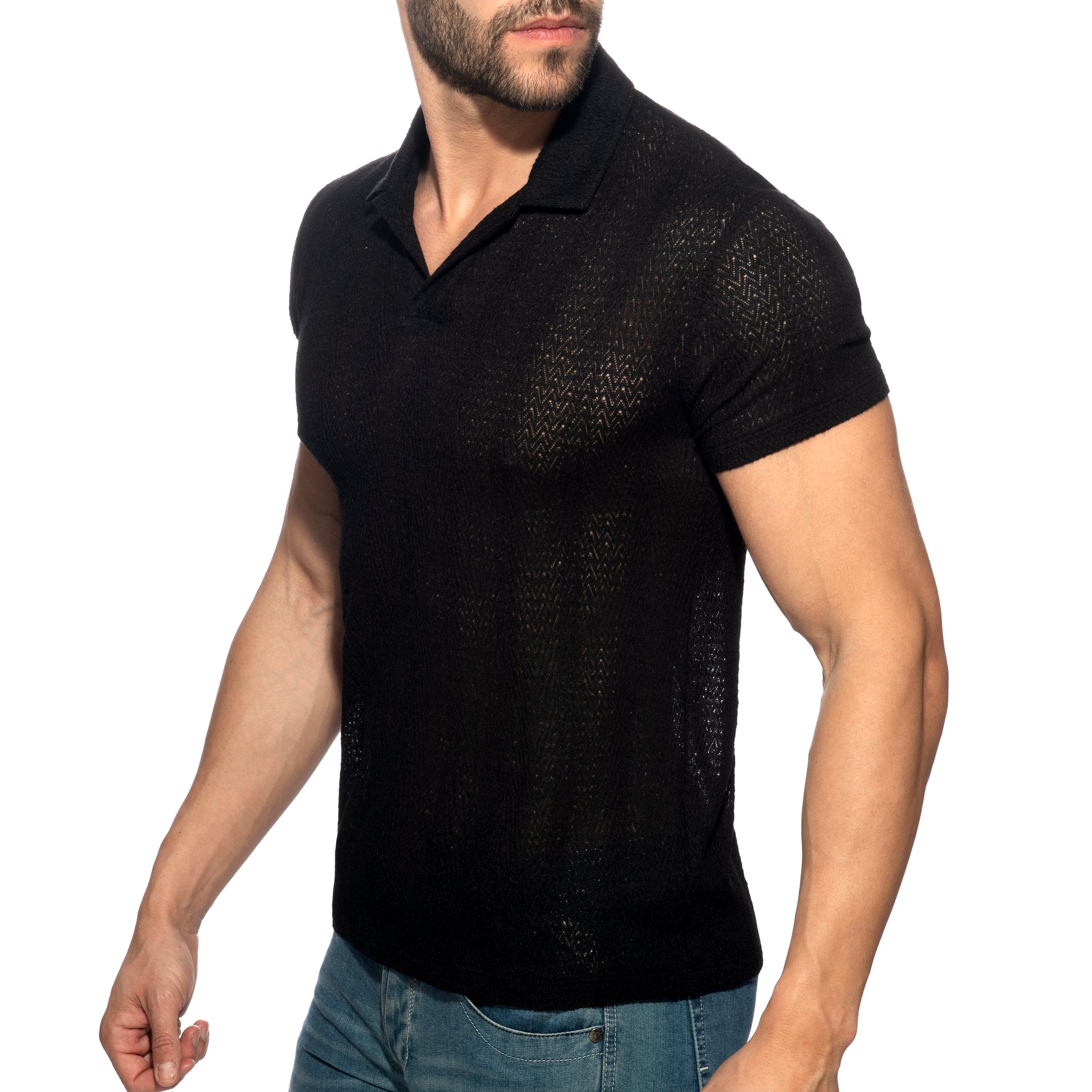 Addicted Chevron Polo Shirt Black AD1435