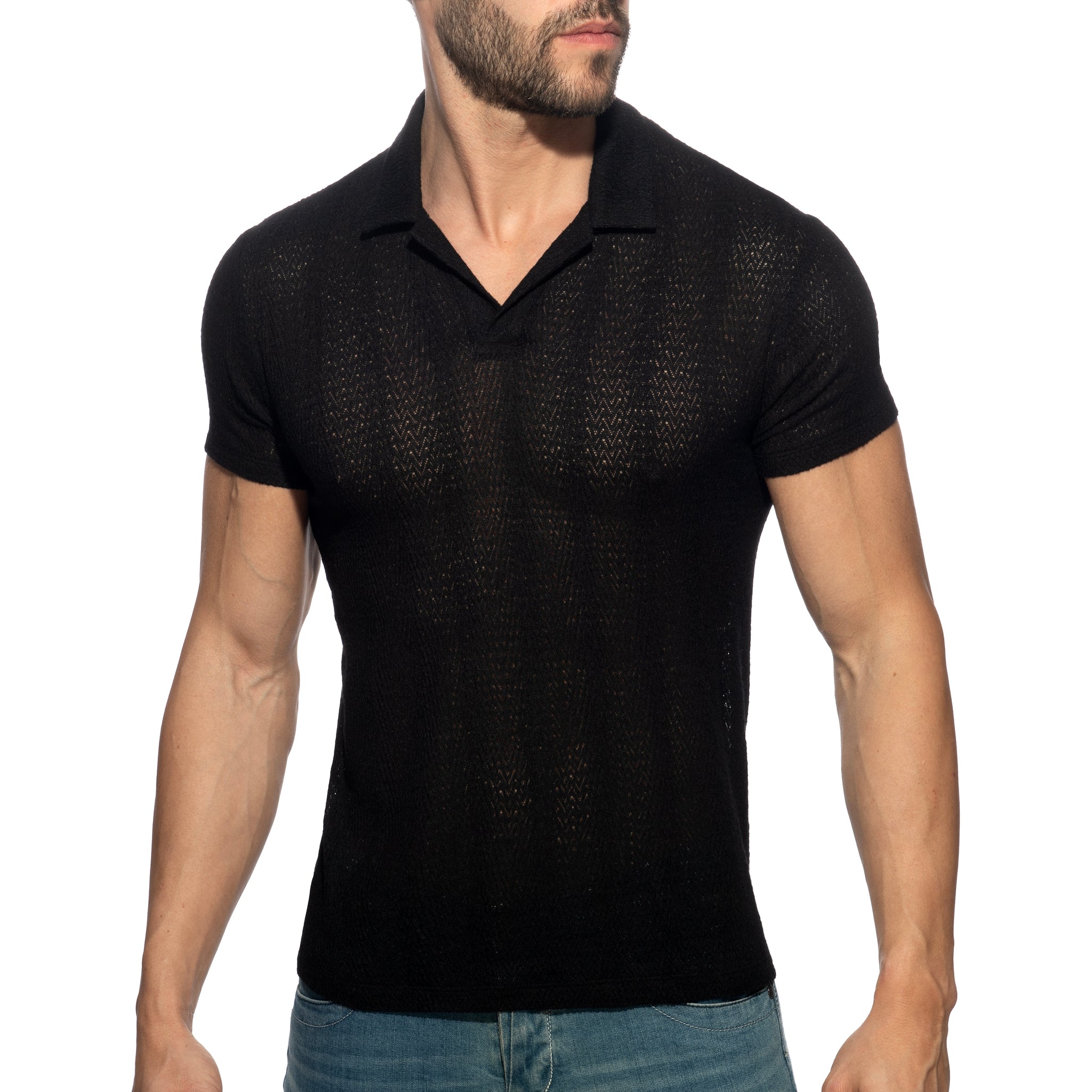 Addicted Chevron Polo Shirt Black AD1435