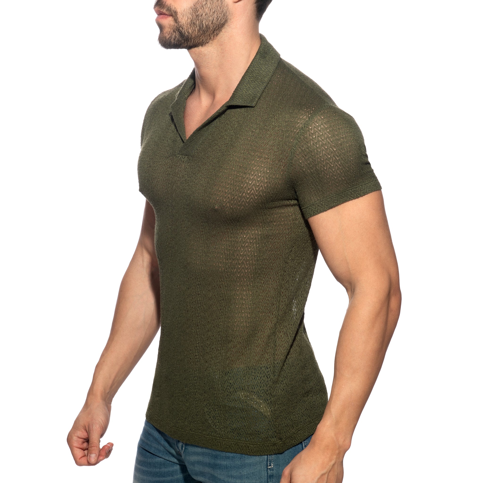 Addicted Chevron Polo Shirt Khaki AD1435
