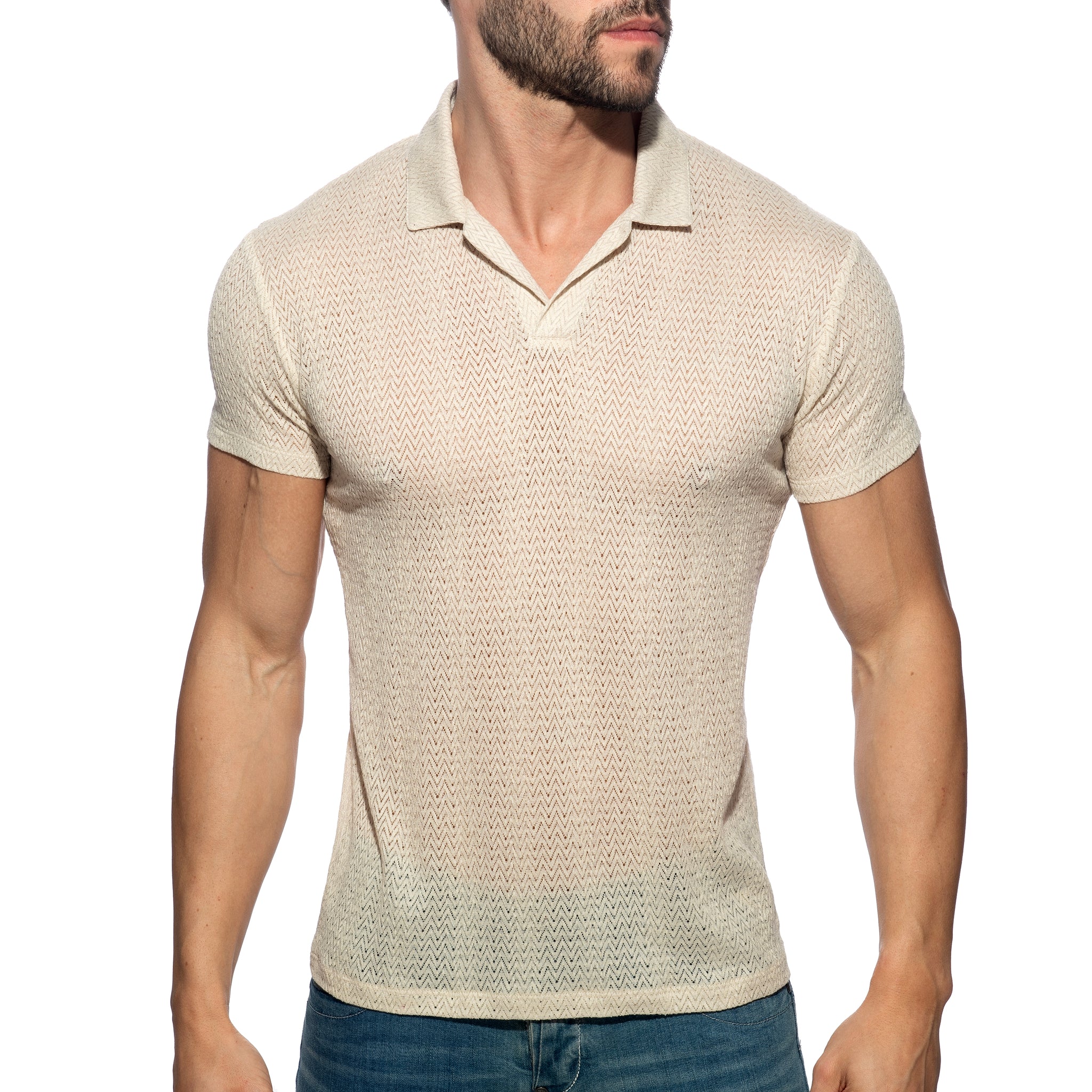 Addicted Chevron Polo Shirt Beige AD1435