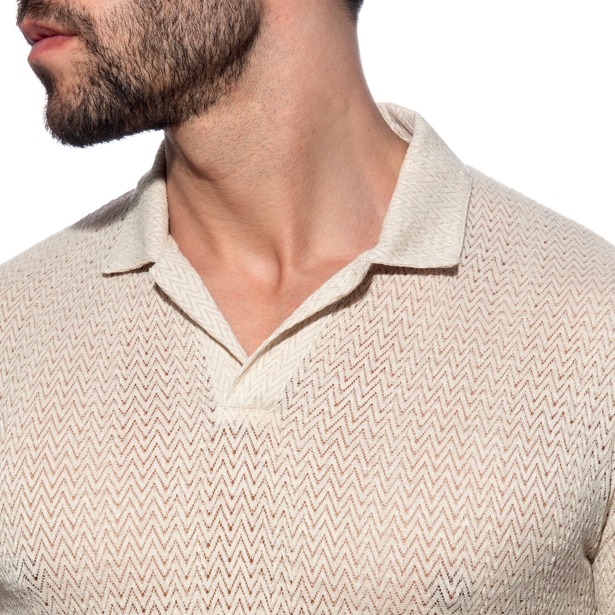 Addicted Chevron Polo Shirt Beige AD1435