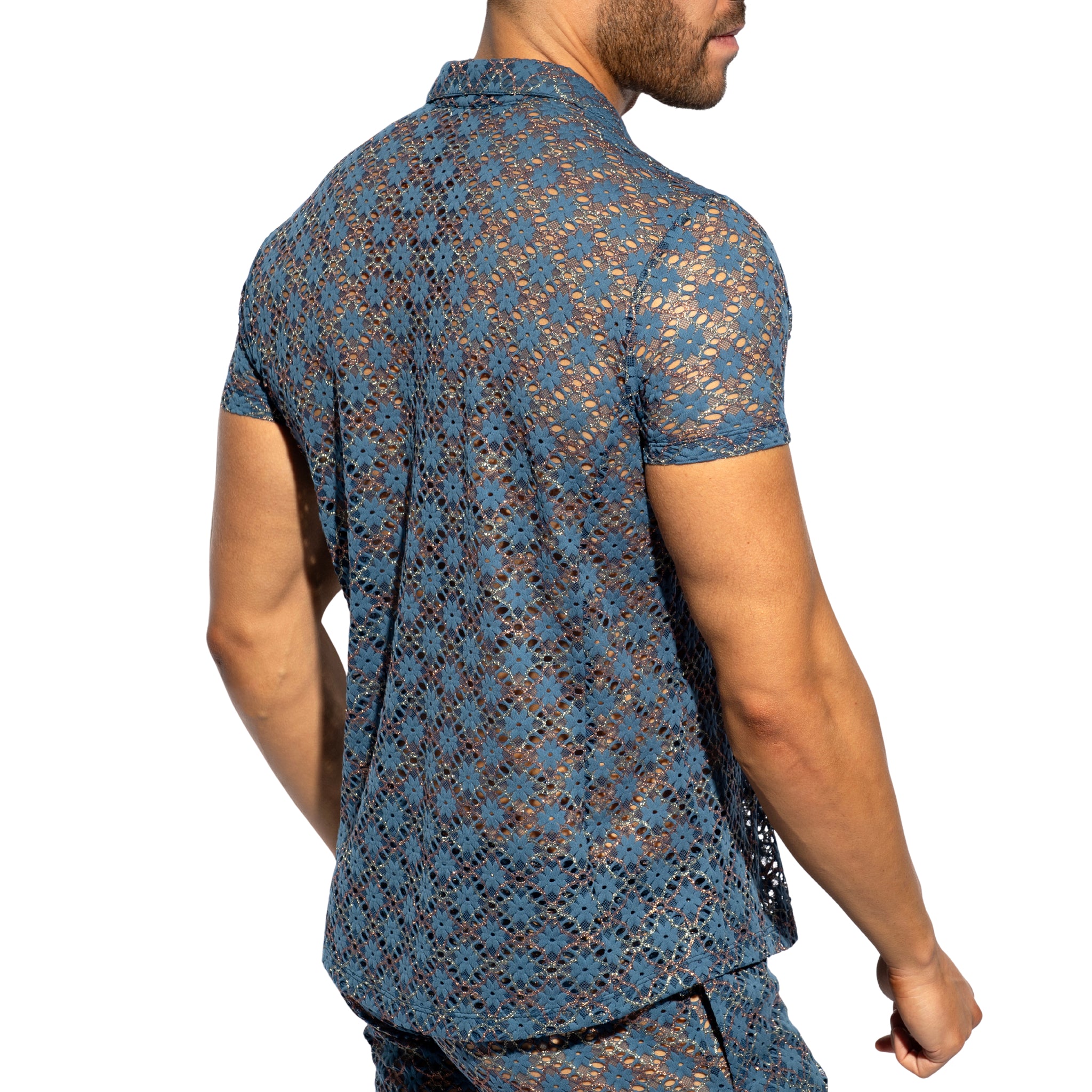 ES Collection Metallic Bloom Shirt Cobalt SHT037