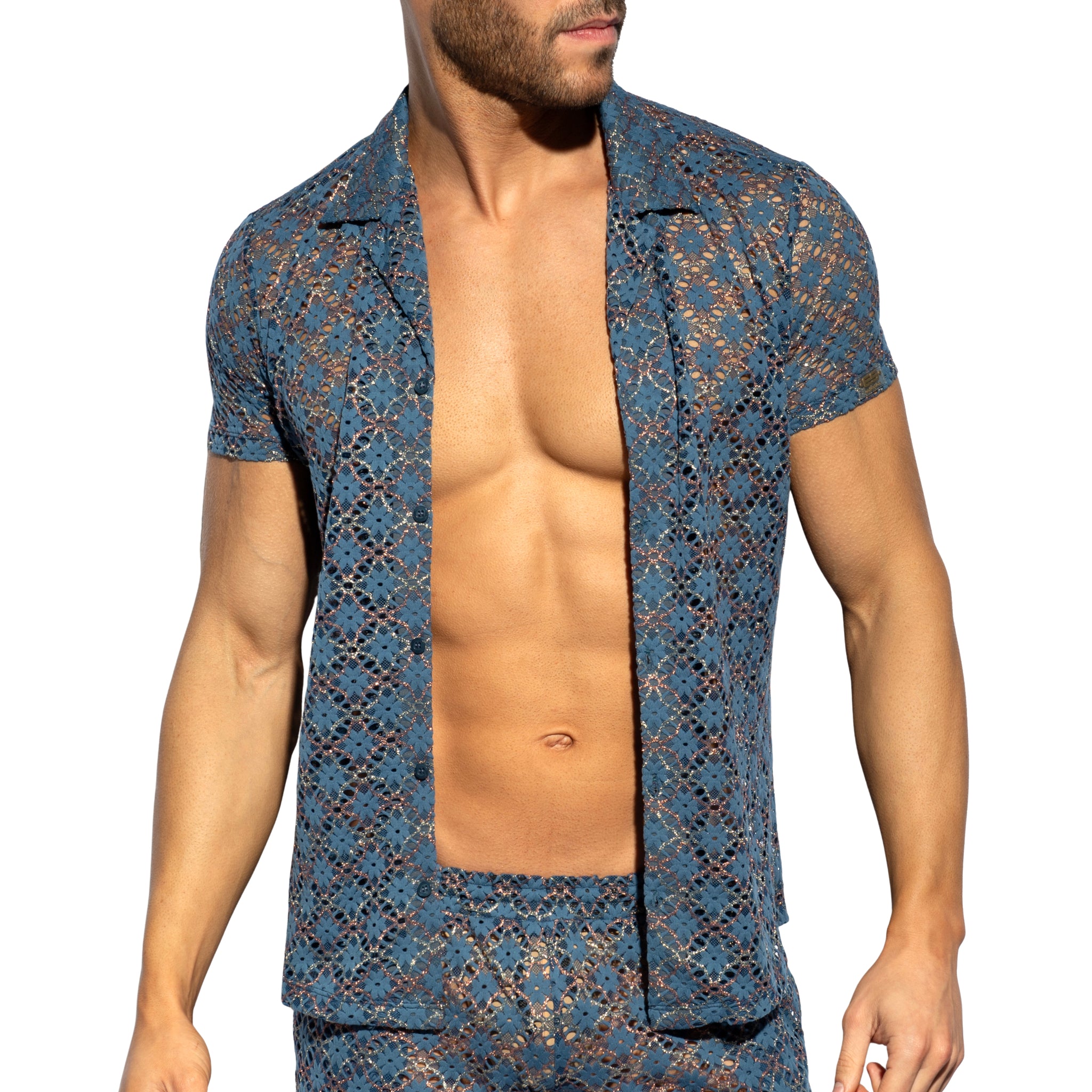 ES Collection Metallic Bloom Shirt Cobalt SHT037