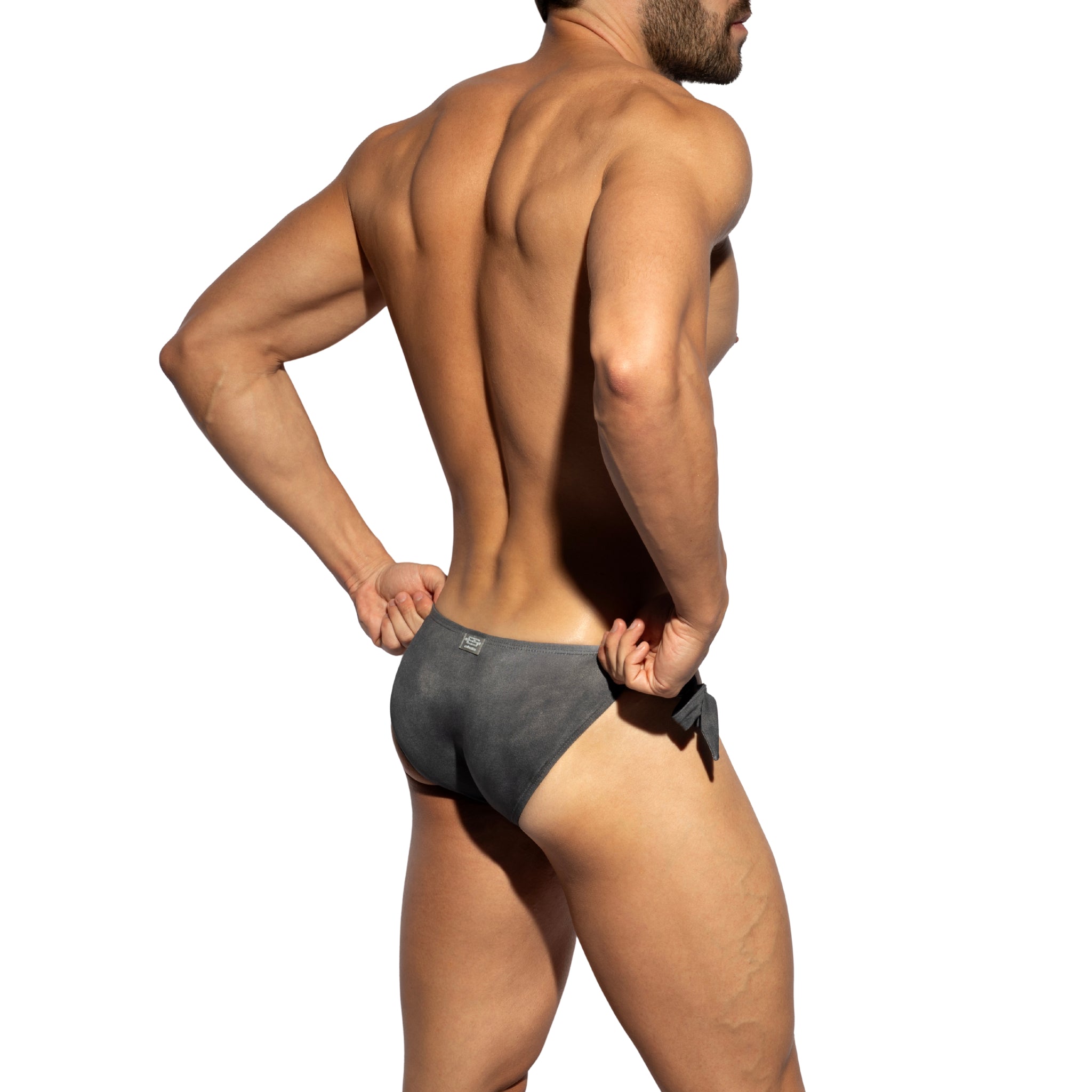ES Collection Adjustable Swim Bikini Brief Charcoal 2627