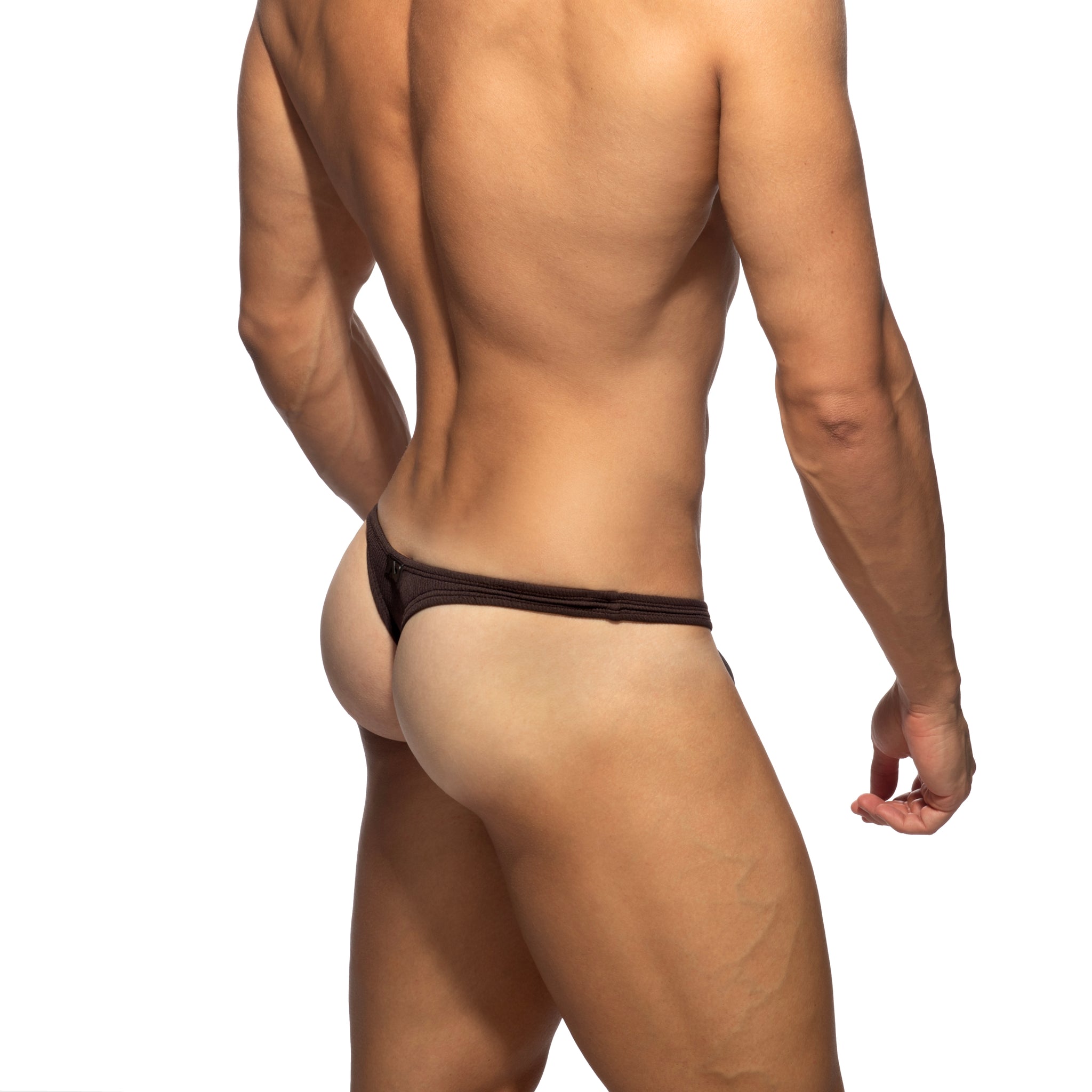 Addicted Basic Rib Swim Sexy Thong Brown ADS388