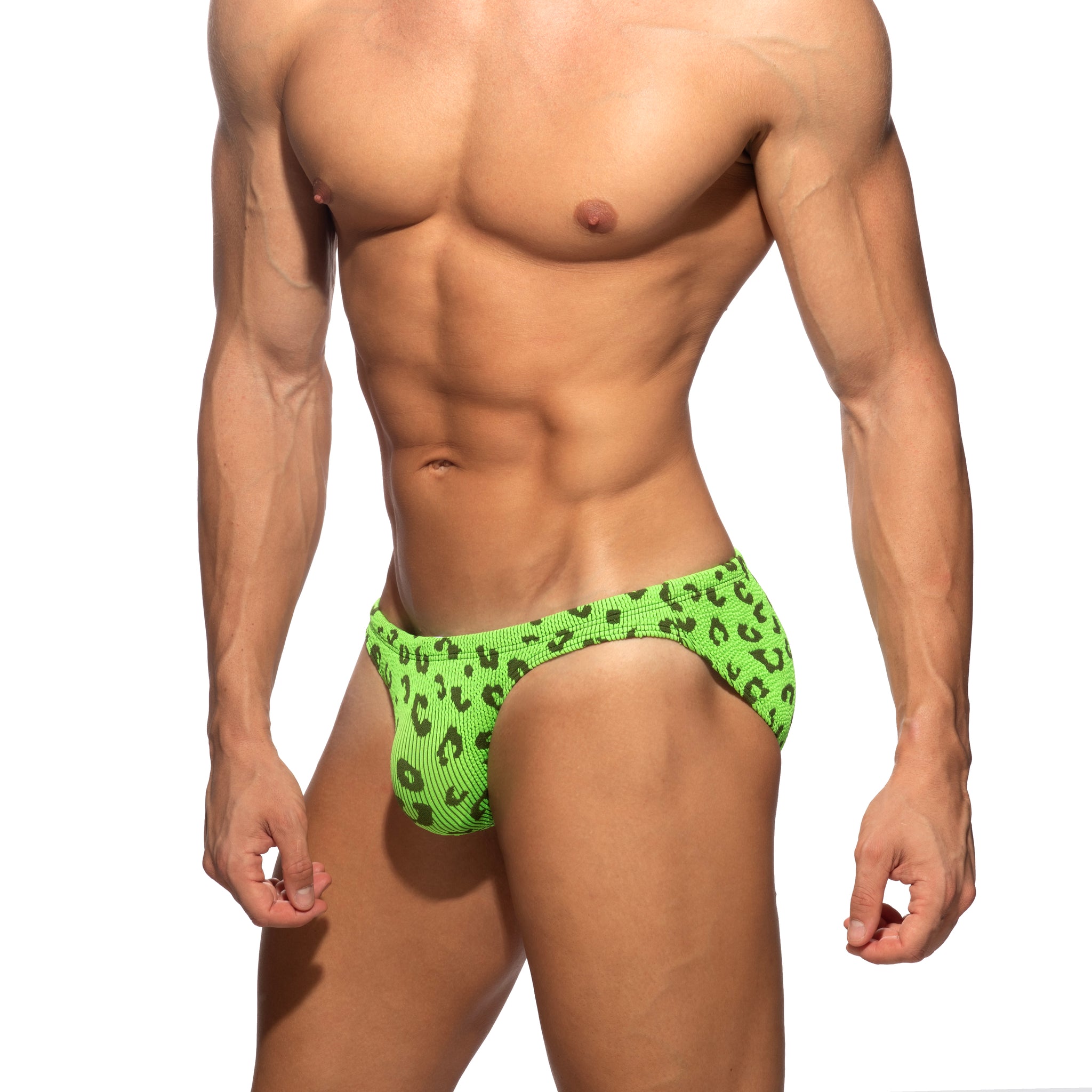 Addicted Fantasy Leopard Swim Bikini Brief Neon Green ADS414
