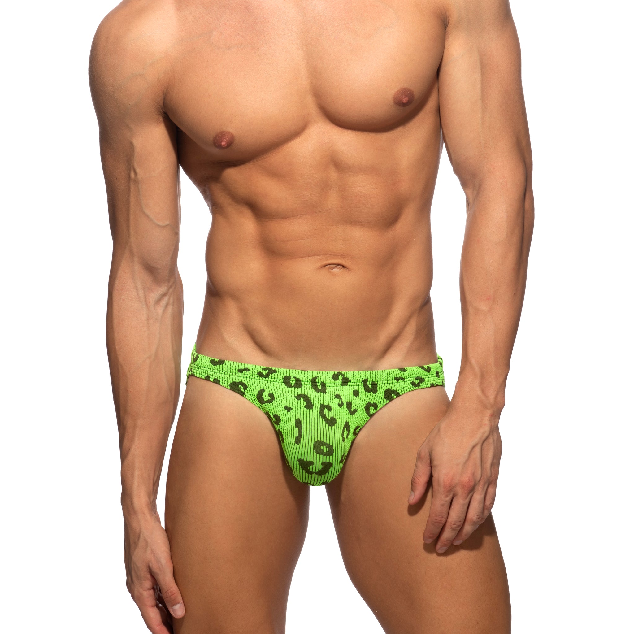 Addicted Fantasy Leopard Swim Bikini Brief Neon Green ADS414