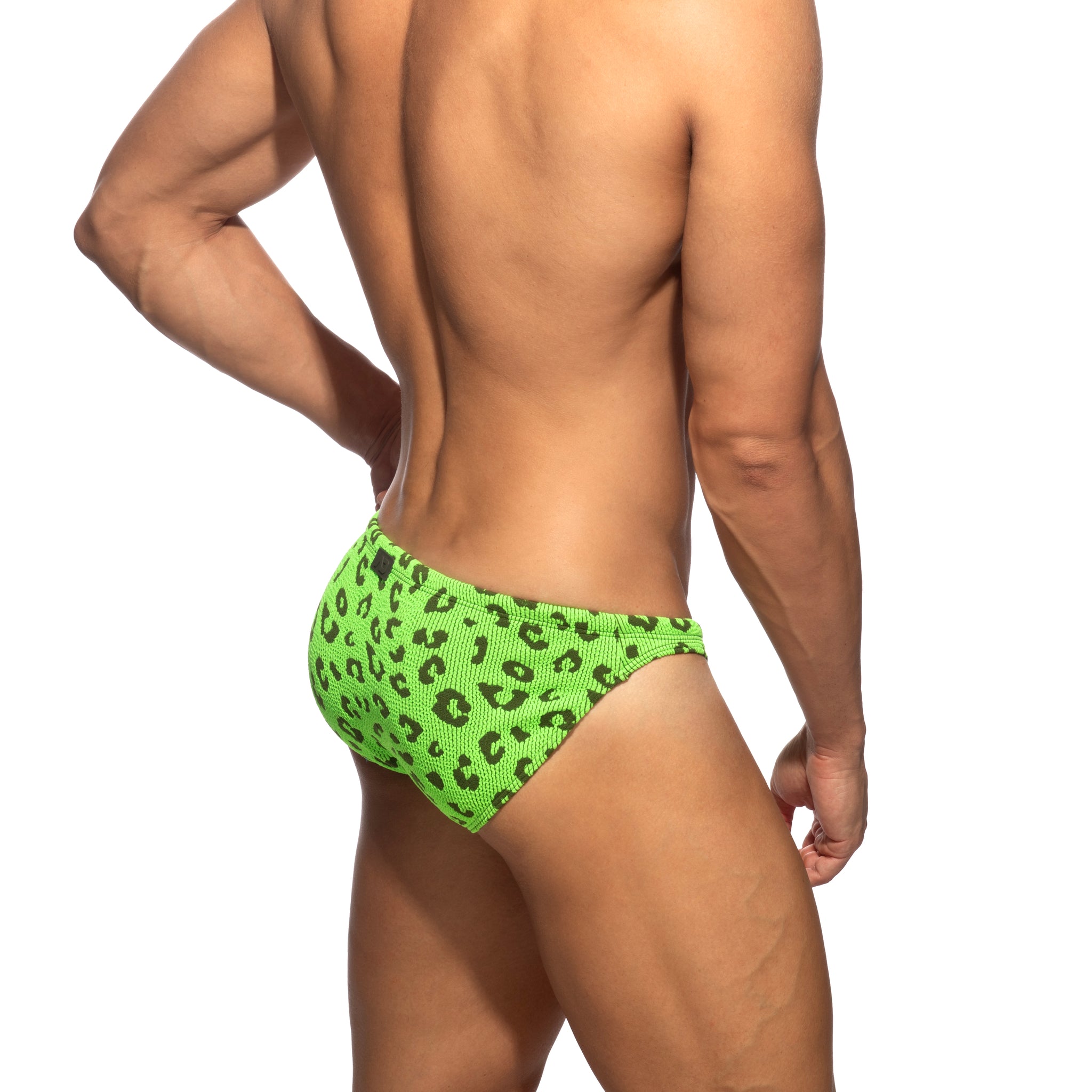 Addicted Fantasy Leopard Swim Bikini Brief Neon Green ADS414