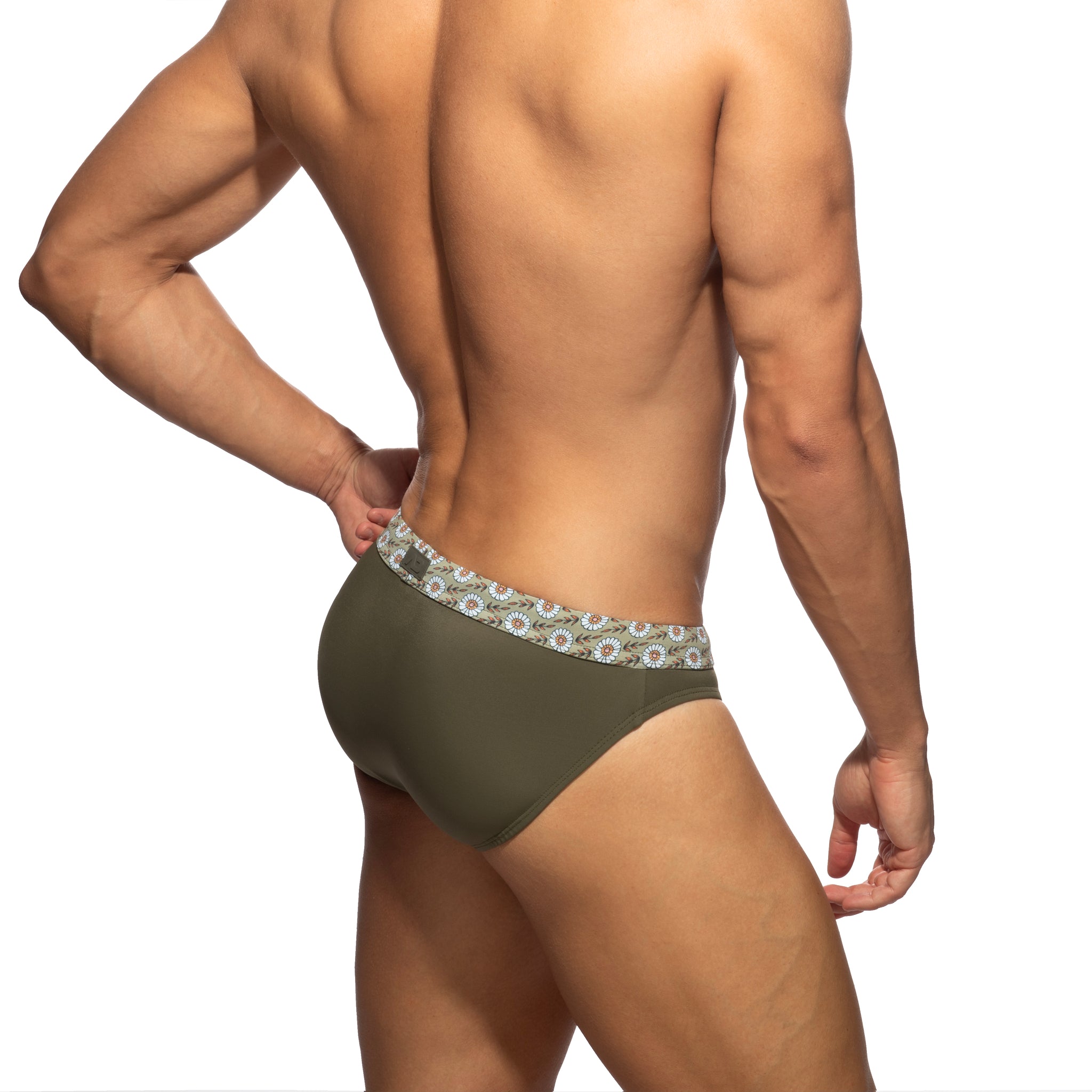 Addicted Flowery Band Swim Bikini Brief Khaki ADS410