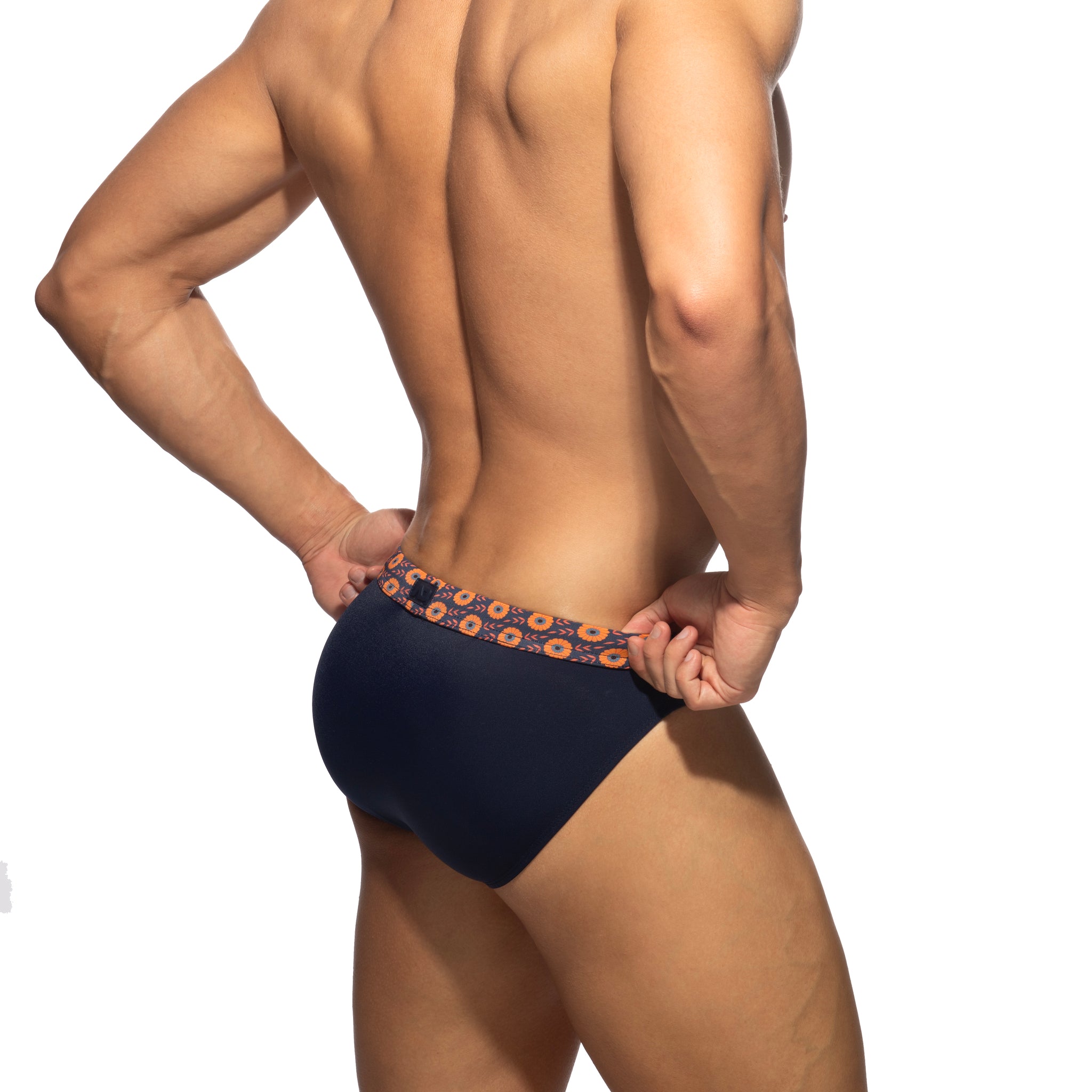 Addicted Flowery Band Swim Bikini Brief Navy ADS410
