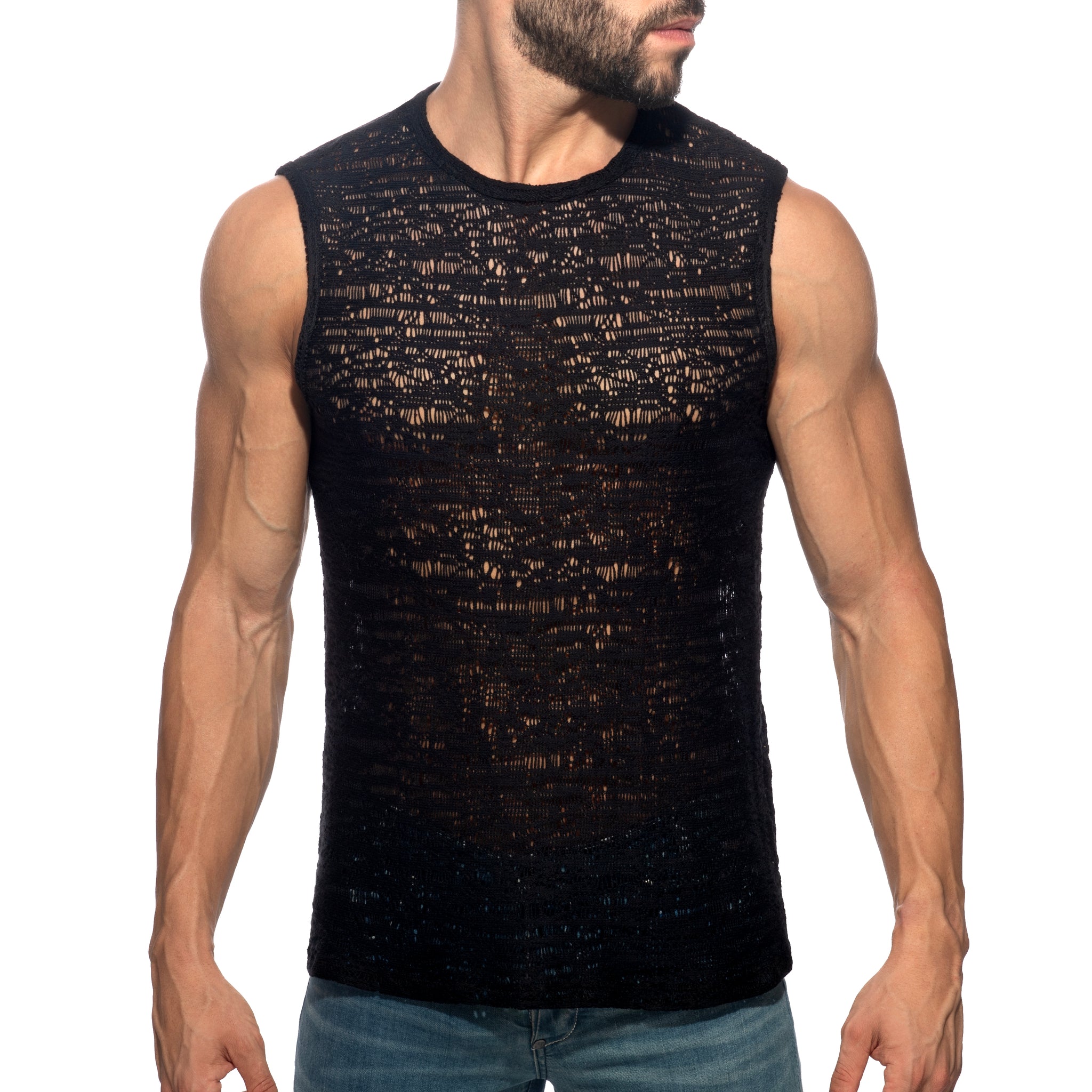 Addicted Spider Net Wide Tank Top Black AD1491