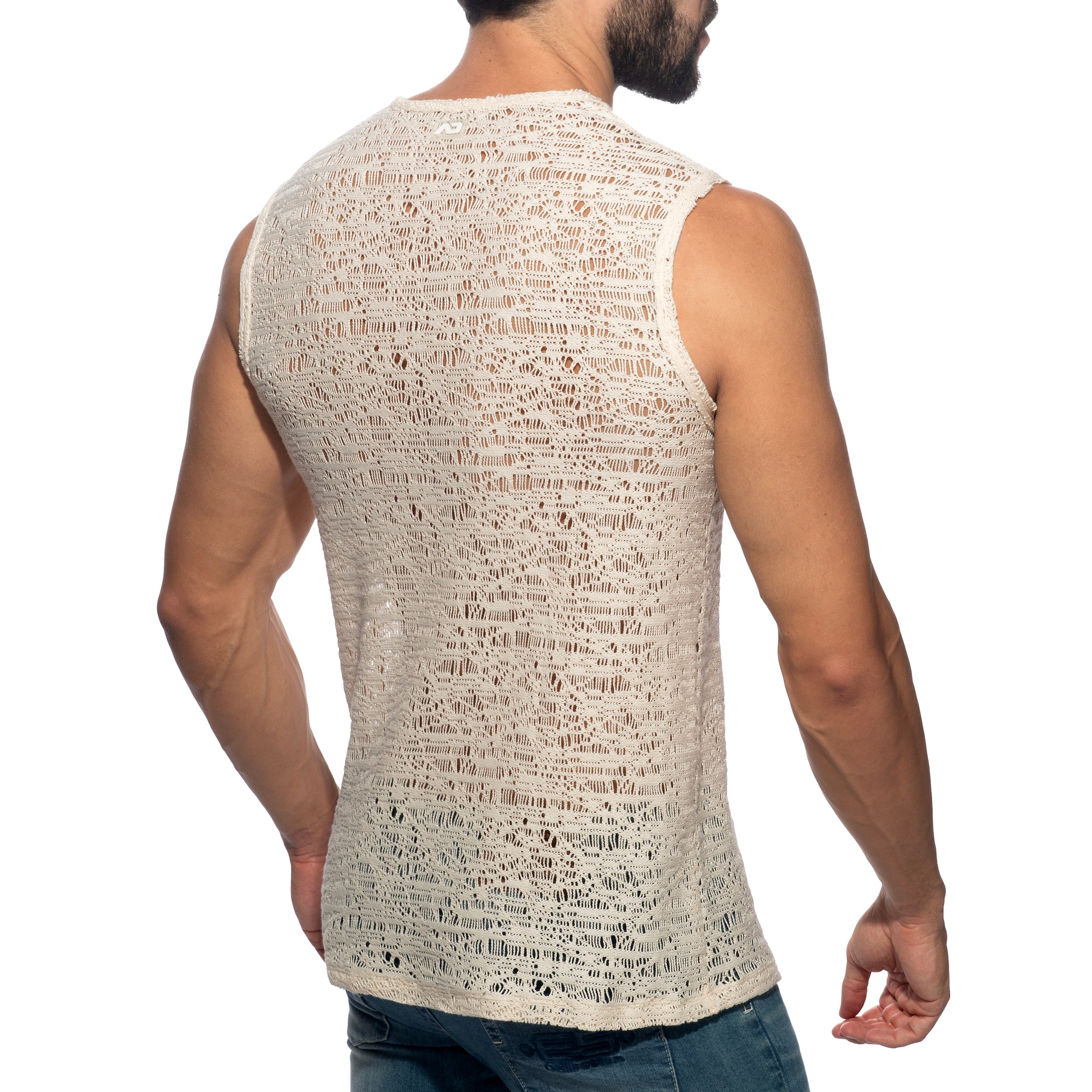 Addicted Spider Net Wide Tank Top Ivory AD1491