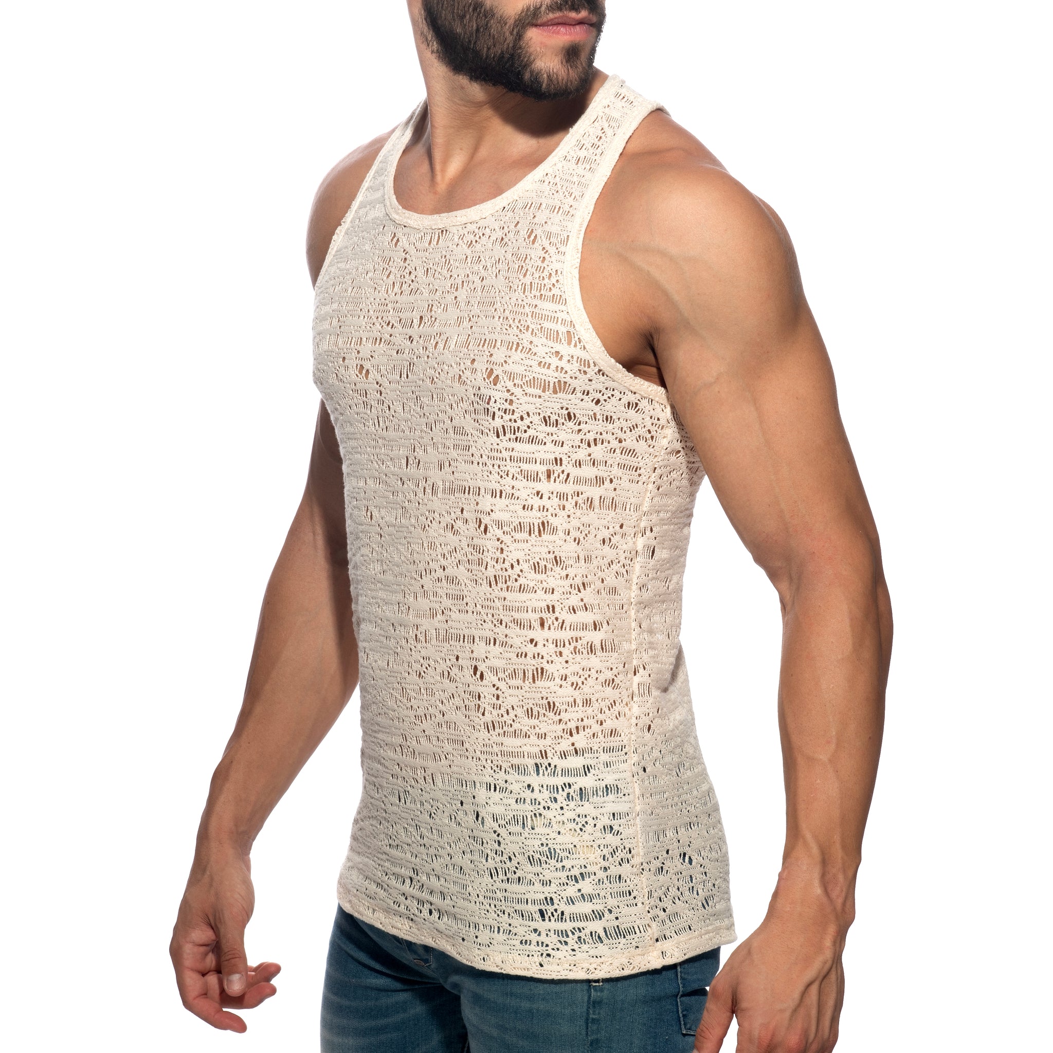 Addicted Spider Net Tank Top Ivory AD1490