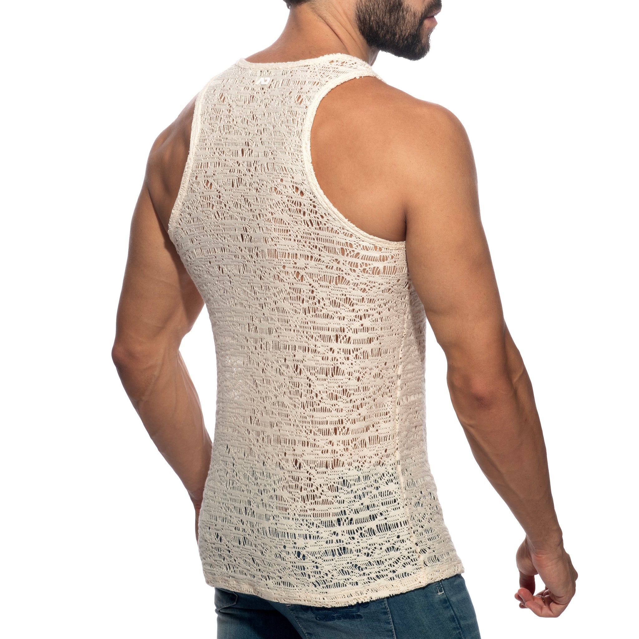 Addicted Spider Net Tank Top Ivory AD1490
