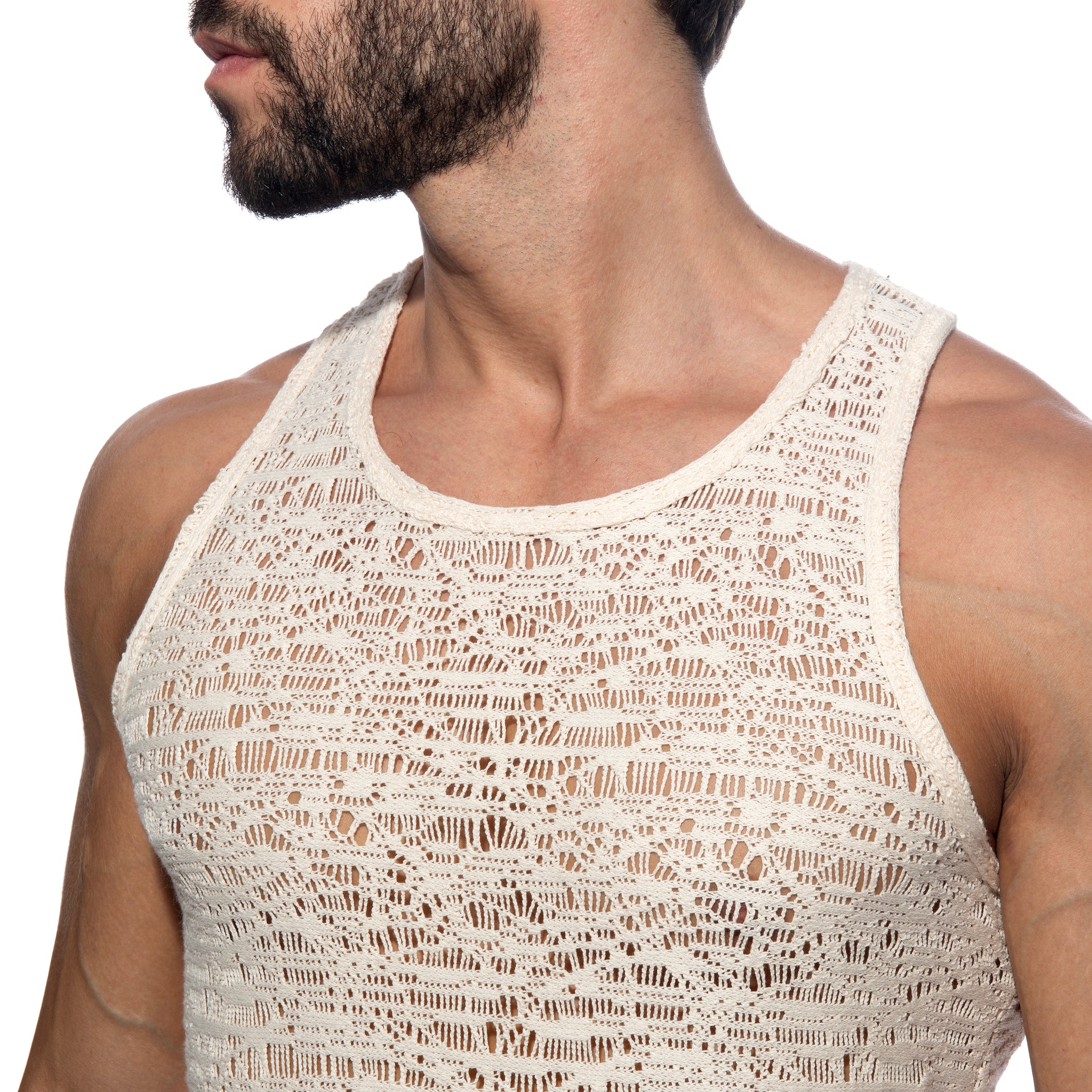 Addicted Spider Net Tank Top Ivory AD1490