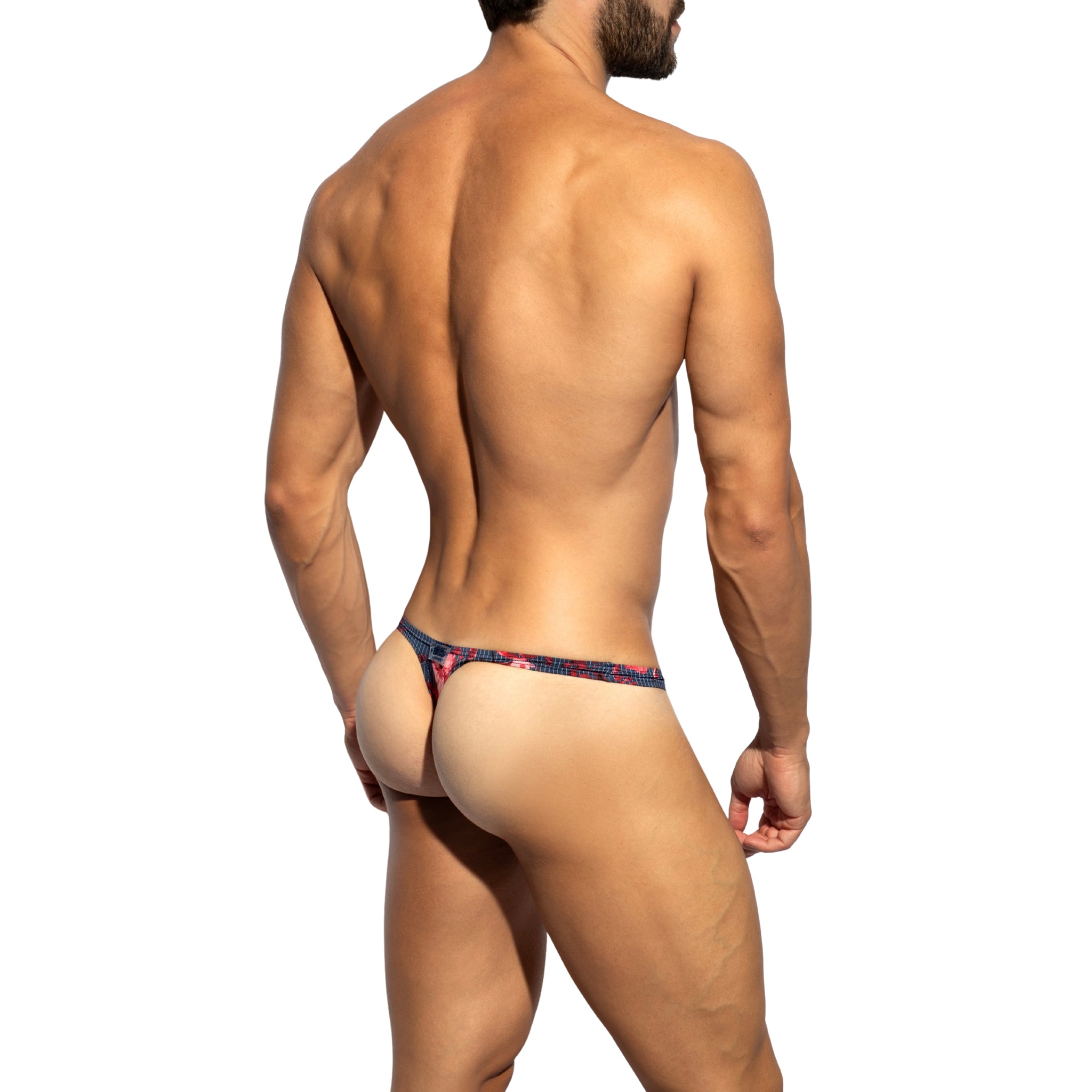 ES Collection Striped-Floral Mini Thong Navy UN687