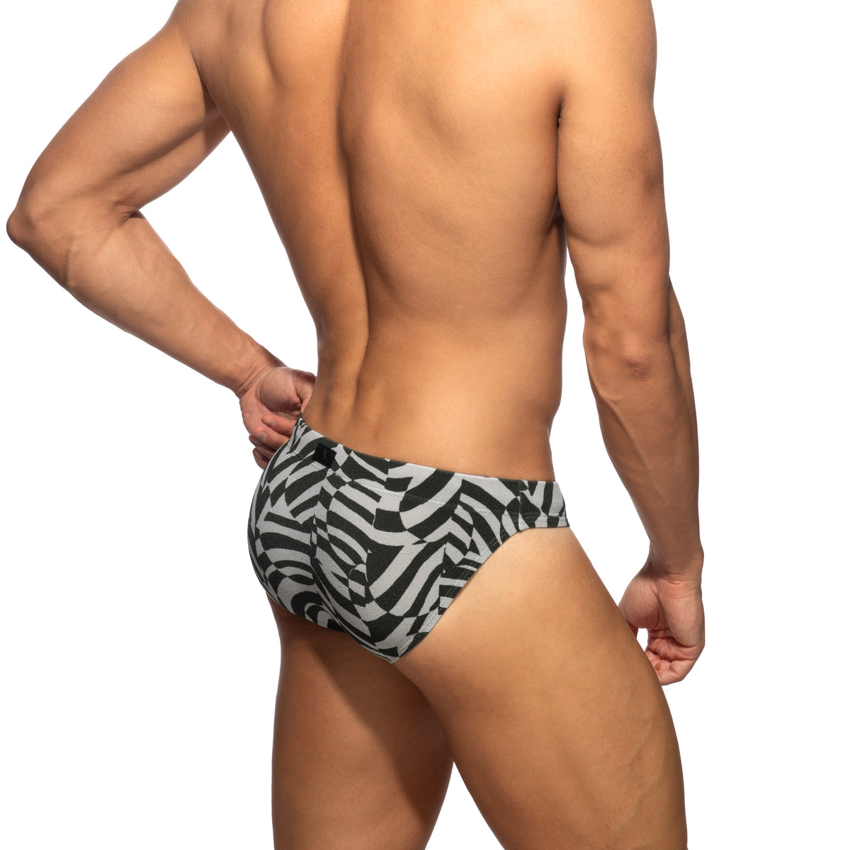 Addicted Abstract Terrycloth Swim Bikini Brief Black ADS401