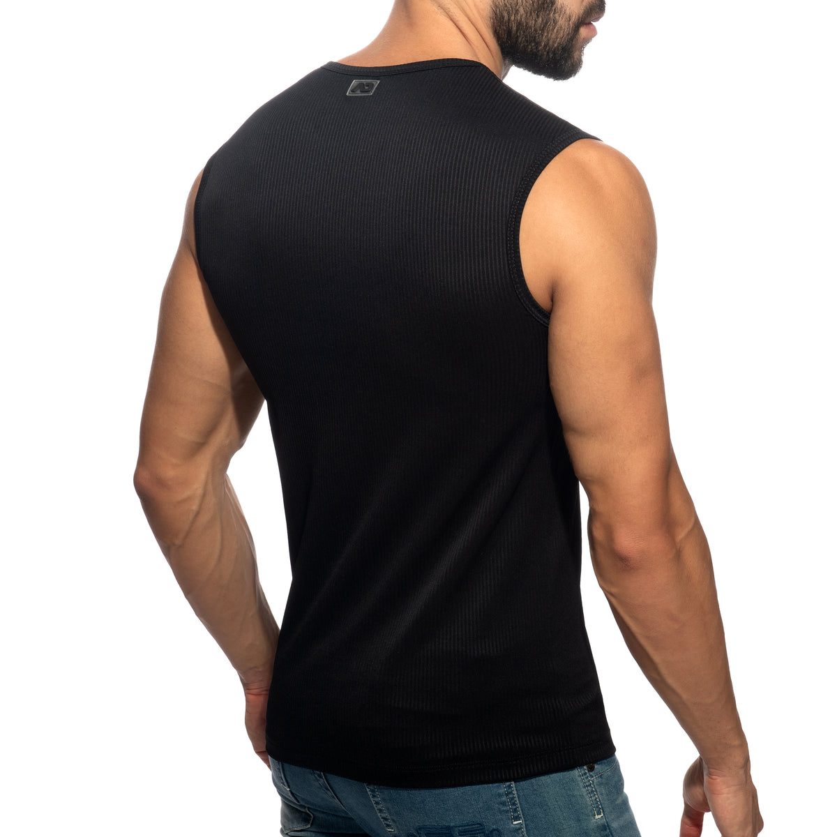 Addicted B & W Rib Tank Top Black AD1516