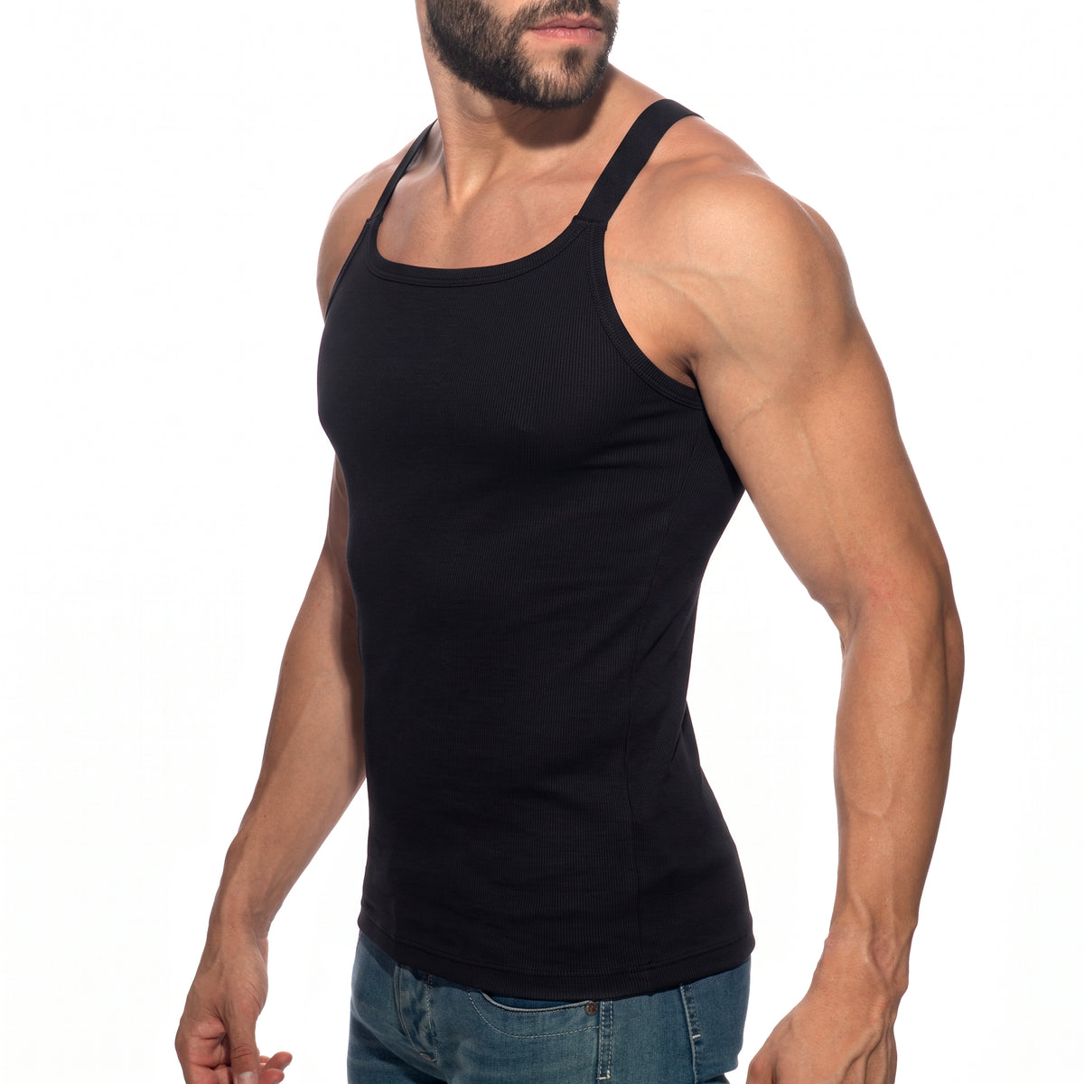 Addicted Thin Rib Tank Top Black AD1515
