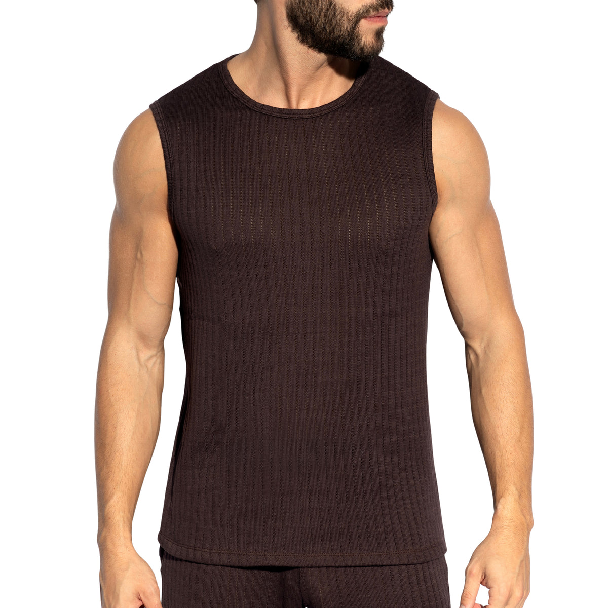 ES Collection Rustic Rib Tank Top Brown TS381