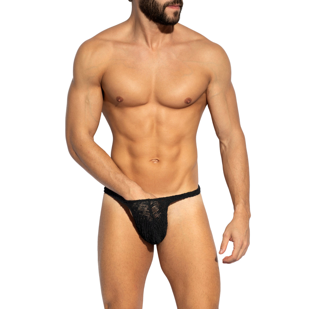 ES Collection Fuzzy Crochet Swim Mini Thong Black 2716